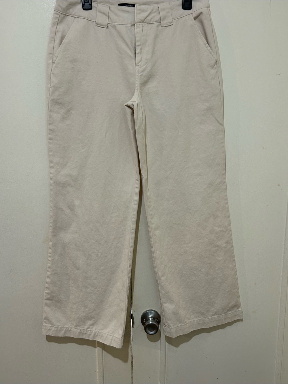 Forever 21 Cream Wide-Leg Chino Pants (Light Neutral)